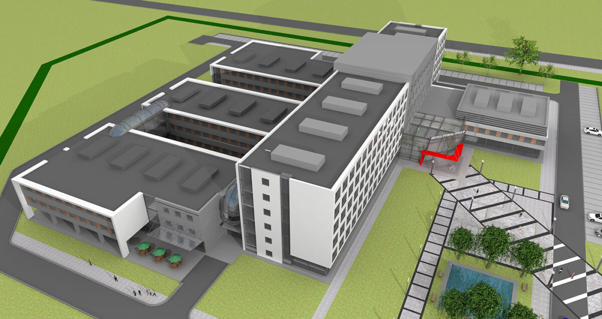 projekt szpitala w płocku wizualizacja od góry