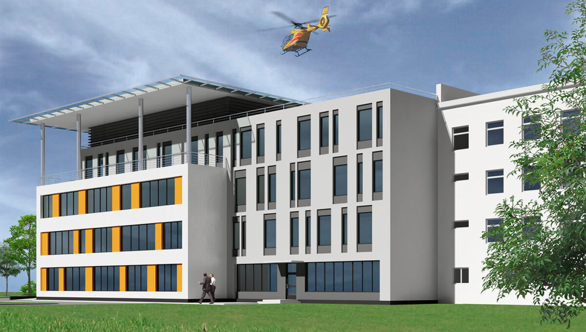 wizualizacja projektu szpitala kluczbork pracownia architektury i urbanistyki